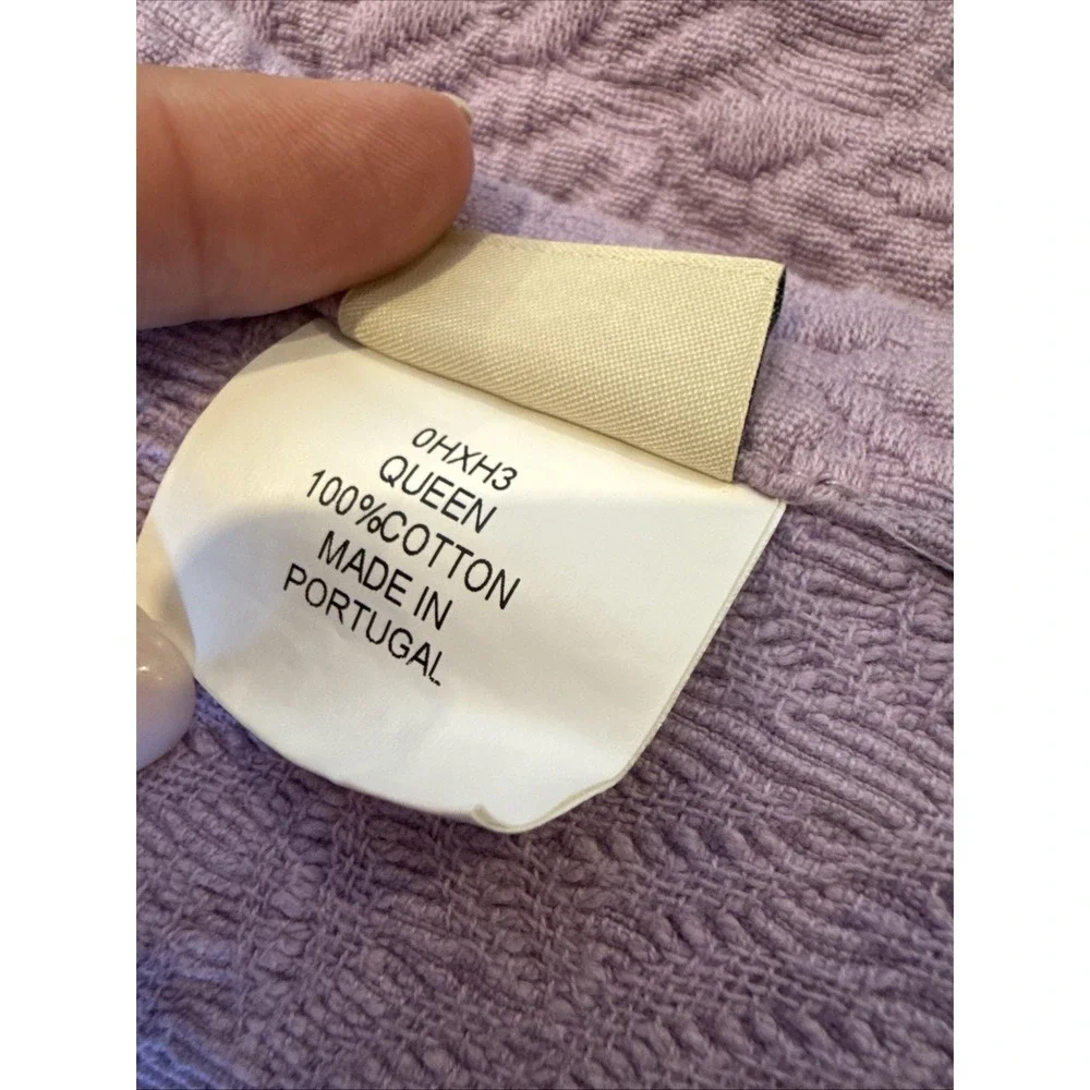 LL Bean MATELASSE Quilt Purple 100% Cotton Coverlet Bed PORTUGAL Queen 102x 116